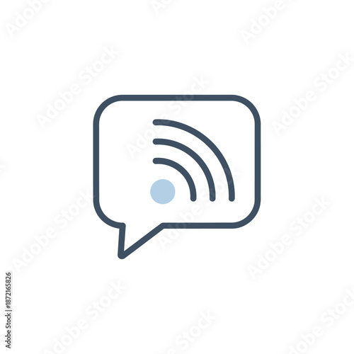Vector illustration of a speech bubble with wifi signal icon, representing communication, connectivity, and online messages