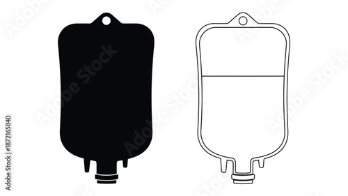 Iv bag designs a black filled version and a line art silhouette