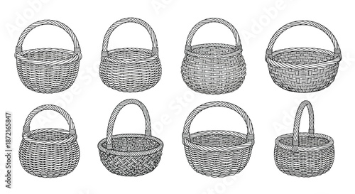 Collection of handcrafted wicker baskets