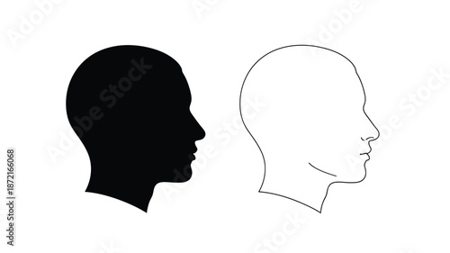 Quadro em tela Two human head profiles one solid and one outlined a striking silhouette