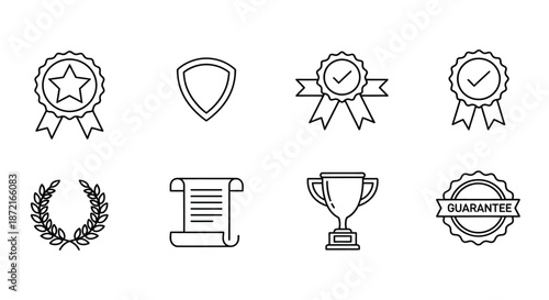 Collection of quality and achievement icons