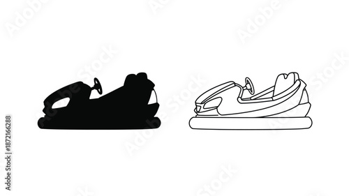 Jet ski illustration featuring a contrasting black and white silhouette