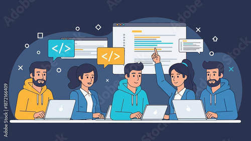 Diverse Team Collaborating on Software Development Project