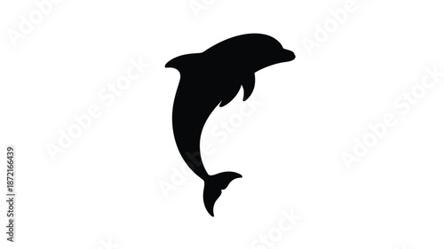 A leaping dolphin form beautifully displayed as a striking black silhouette