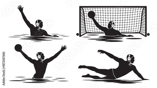 Water Polo Goalkeeper Saving Ball in Pool
