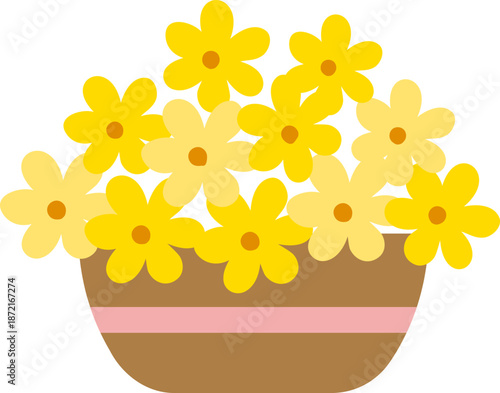 Springtime outdoor garden potted plants flat vector illustration.
Flower pots full of flowers clipart.
Transparent background. svg.