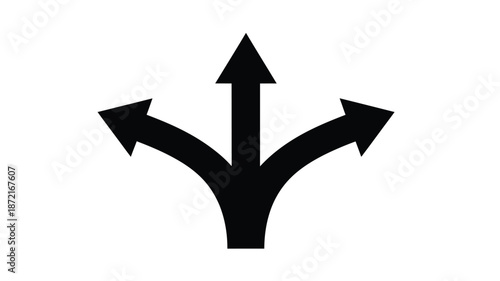 Three directional arrows pointing upwards a simple black silhouette