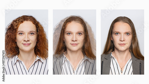 Tableau sur toile Morphing example - 2 people on a fake ID card