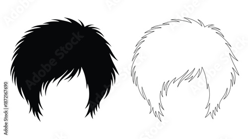 Two contrasting hairstyles shown in black and white a striking silhouette