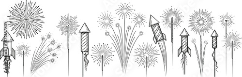 Fireworks and Rockets Collection: Festive Explosions and Celebrations for Holidays and Events