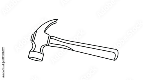 Simple black and white illustration of a claw hammer silhouette