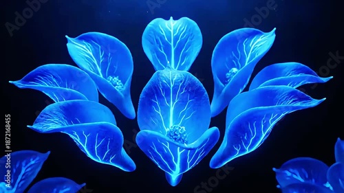 Glowing Blue Calla Lilies Underwater Floral Arrangement Stock Video Background for Luxury Beauty Spa Wellness and Modern Design Projects