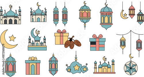 mosque lanterns crescent gifts and stars