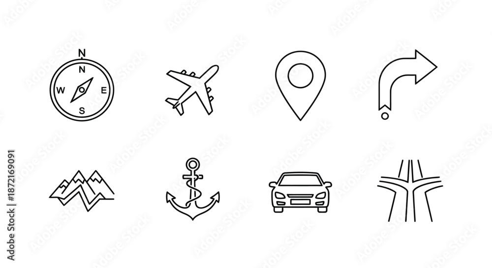 Fototapeta premium Various navigation and travel icons