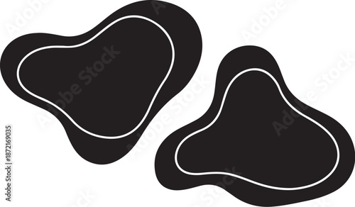 Abstract Black Shapes with White Outline on White Background