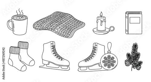 Cozy winter activities and decorations