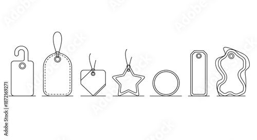 Various shaped tags with hanging loops