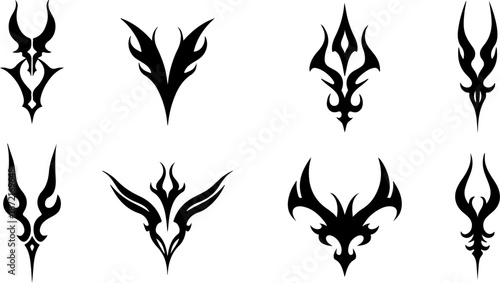 Tribal Blade Symbols Black Vector Collection