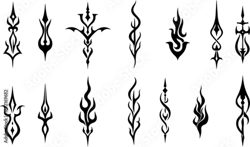 Tribal Blade Symbols Black Vector Collection