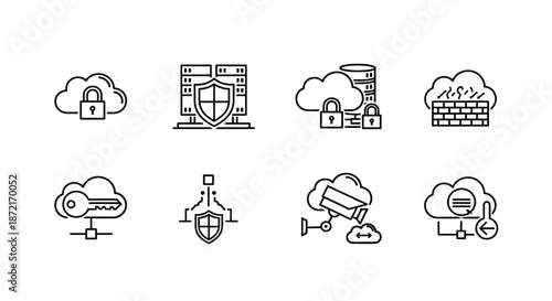 Cloud security icons representing data protection