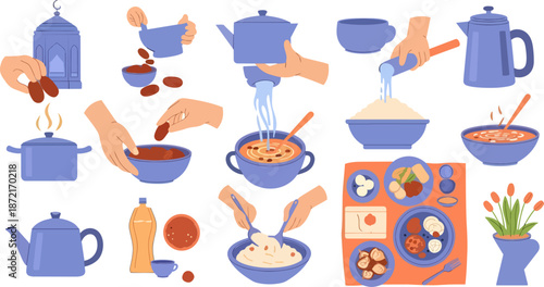 kitchen scene with hands preparing food