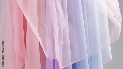 Flowing Pastel Fabric Silk Chiffon Drapes Elegant Soft Colors Background Motion Abstract Textile Luxury Fashion Beauty Cosmetics Spa Stock Video Footage