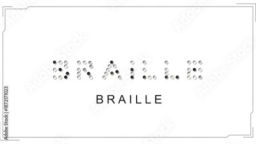 Braille alphabet illustration with raised dots on white background for accessibility and education with visual impairment and disability and inclusion