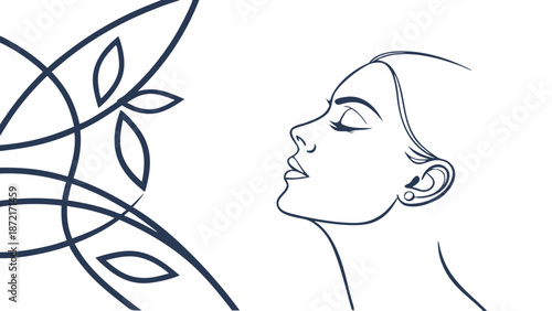 Mindfulness and Natural Wellness Concept Line Art Illustration
