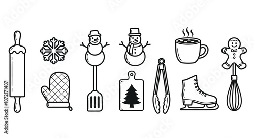 Winter holiday icons