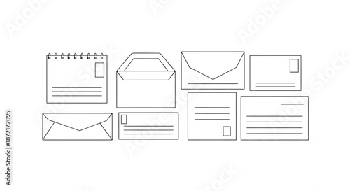 Collection of various envelopes and paper sizes