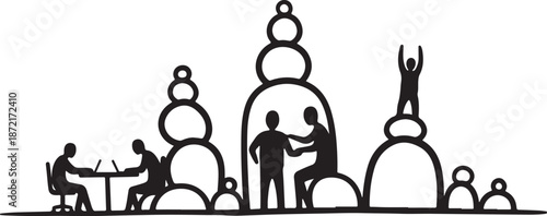 Business team collaboration and success concept illustration