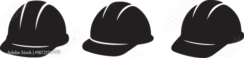 construction helmet icon set silhouette vector