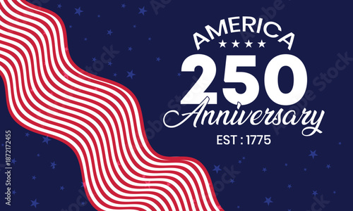 Minimal America 250 Anniversary Banner with Star Pattern Background, Patriotic USA Celebration Design