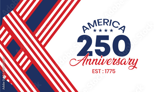 Minimal America 250 Anniversary Banner with Star Pattern Background, Patriotic USA Celebration Design