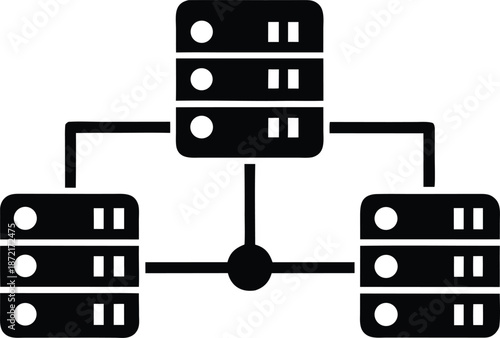 data server icons set silhouette vector