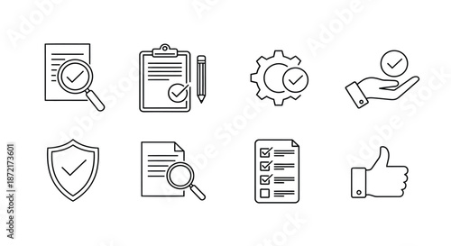 Quality assurance and verification icons