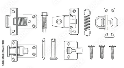 Various types of metal fasteners and fixings