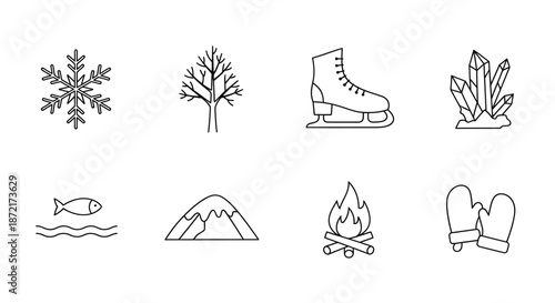 Winter activities and nature elements