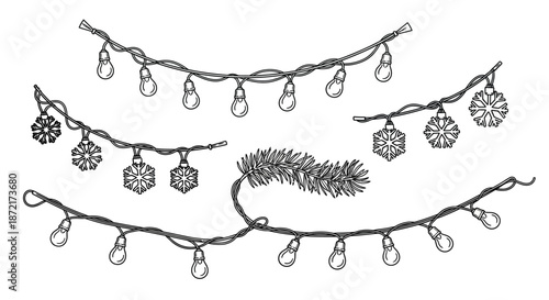 Decorative holiday string lights with snowflakes