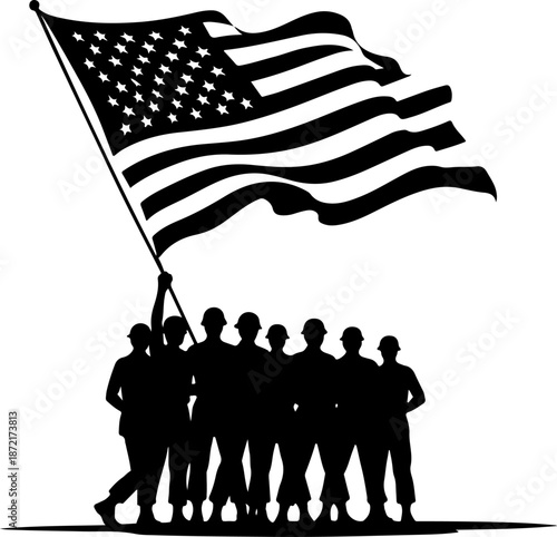 Guardians of the Sky: Saluting Soldier Squad and Flying Bird Silhouettes