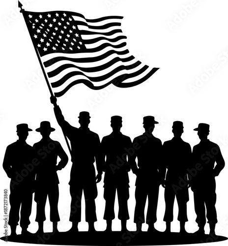 Guardians of the Sky: Saluting Soldier Squad and Flying Bird Silhouettes