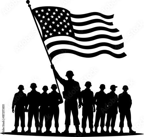 Guardians of the Sky: Saluting Soldier Squad and Flying Bird Silhouettes