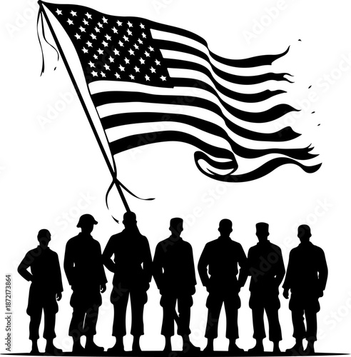 Guardians of the Sky: Saluting Soldier Squad and Flying Bird Silhouettes