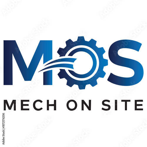 MOS Mech On Site Logo: Modern Gear Icon for Mobile Mechanical Services