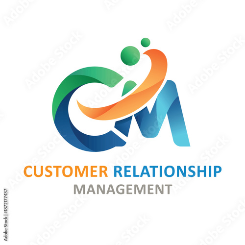 CRM software logo, customer-centric abstract icon, clean corporate style, scalable business software identity