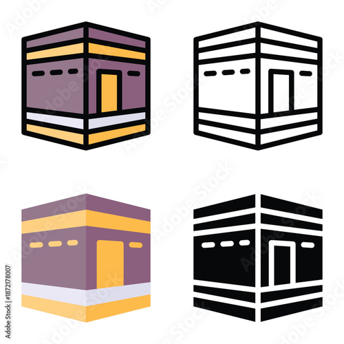 Kaaba Qibla Direction Icons,Suitable For Mobile Apps, Web Apps And Print Media. Multiple Style Icons, 