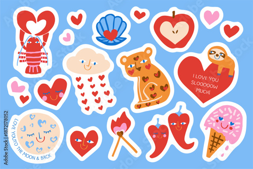 Valentine’s Day vector sticker set