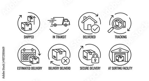 Package delivery status icons