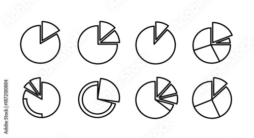 Set of various pie charts