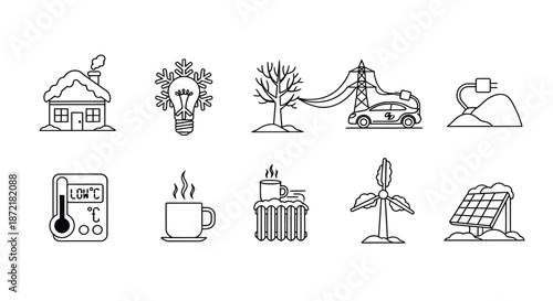 Illustrations of sustainable energy sources